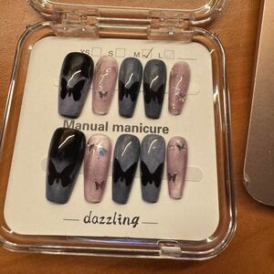 Butterfly Press On Nails Medium Length Manual Manicure Dazzling